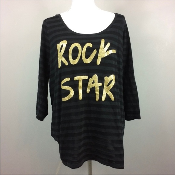 Lane Bryant Black Rock Star Top Plus Size 14/16 - Picture 2 of 6